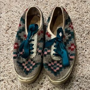 Beadz Colorful Patterned Sneakers with Teal Laces